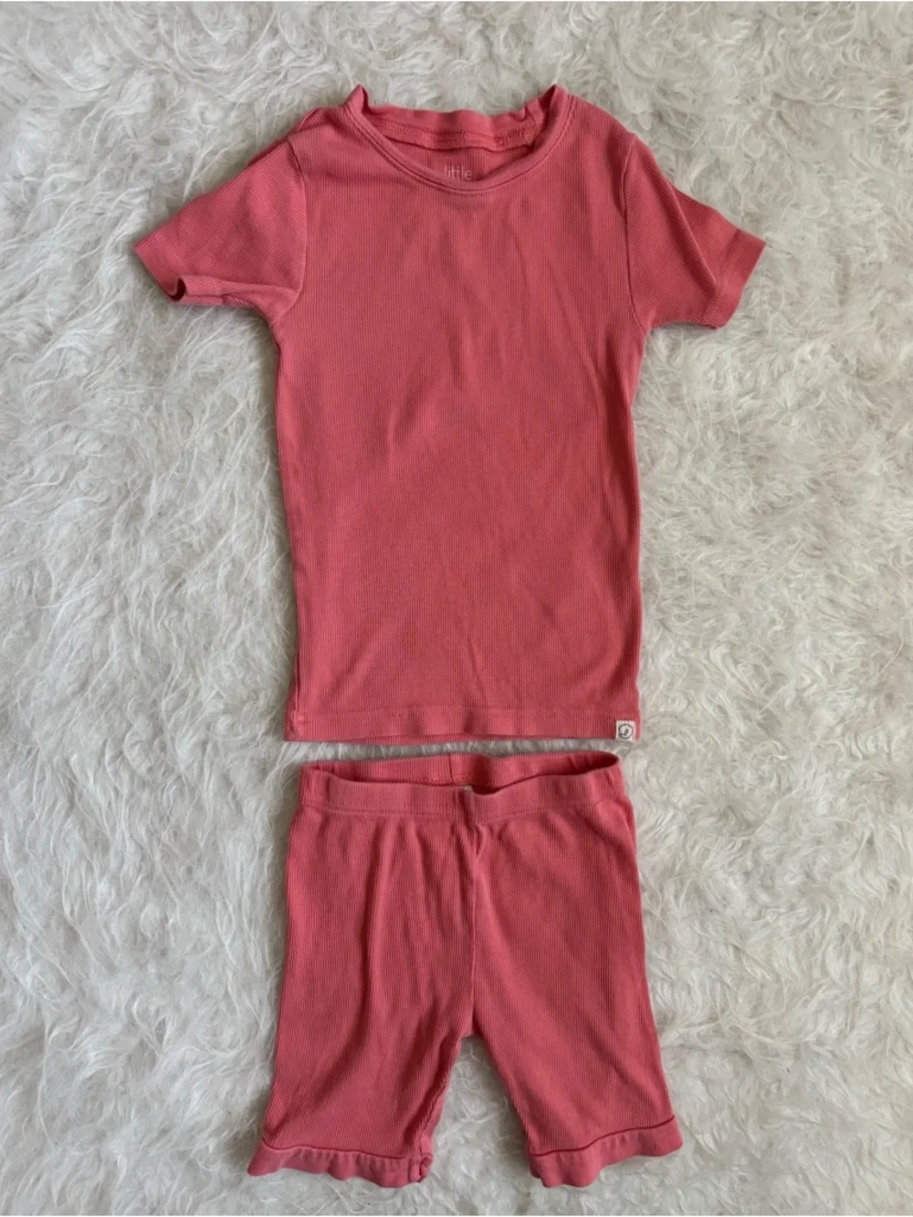 Little Planet Coral Pink Ribbed Short Sleeve Pajama Set